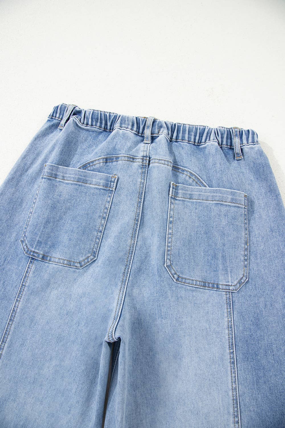 Drawstring Raw-Hem Wide-Leg Jeans