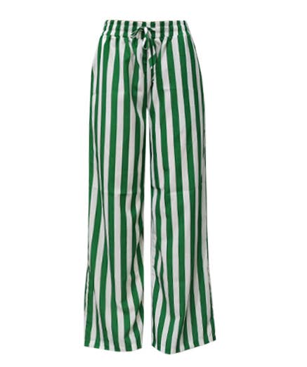 Striped Lace-Up Wide-Leg Pants