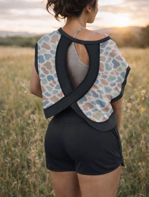 Camo Cross-Back Top