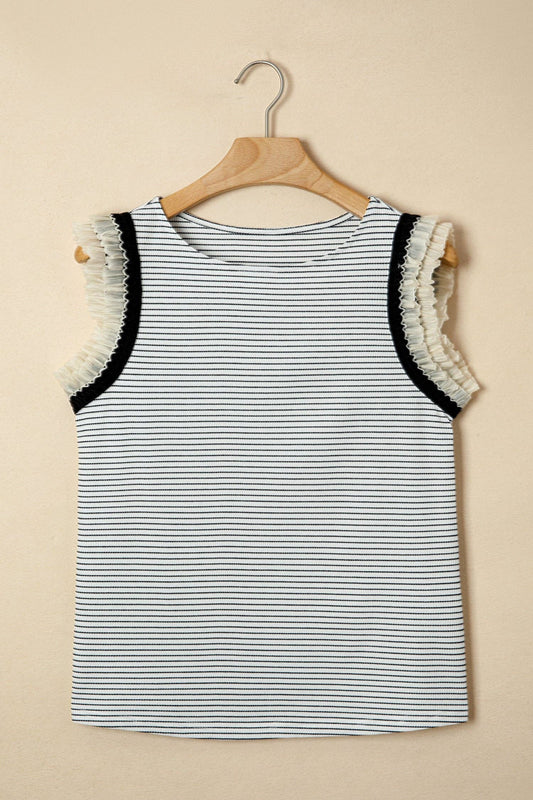 Striped Ruffle-Trim Tank Top