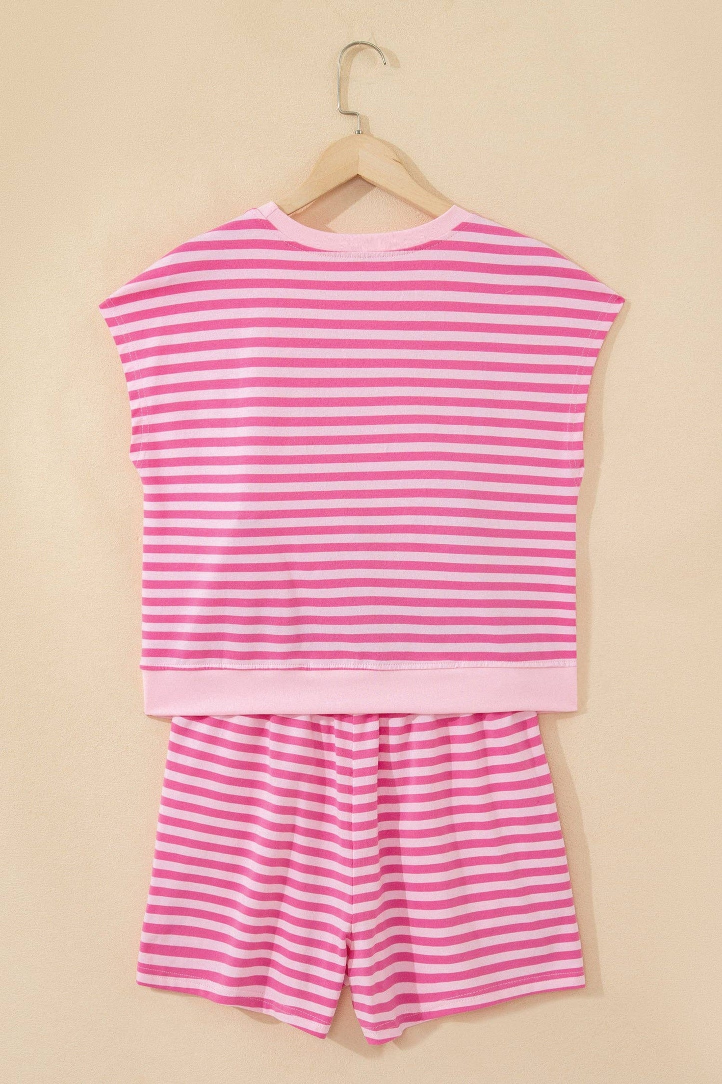 Striped Cap-Sleeve Tee & Shorts Set