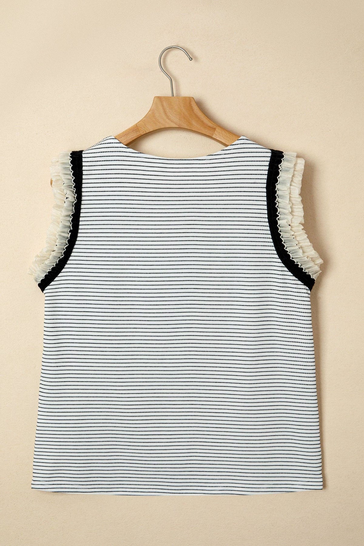 Striped Ruffle-Trim Tank Top