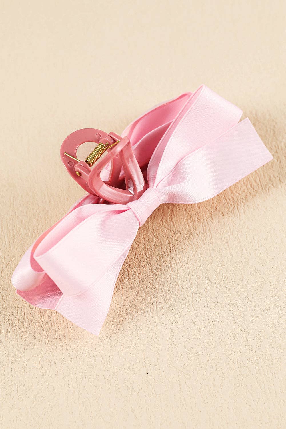 Pink Satin Bow Hair Claw Clip