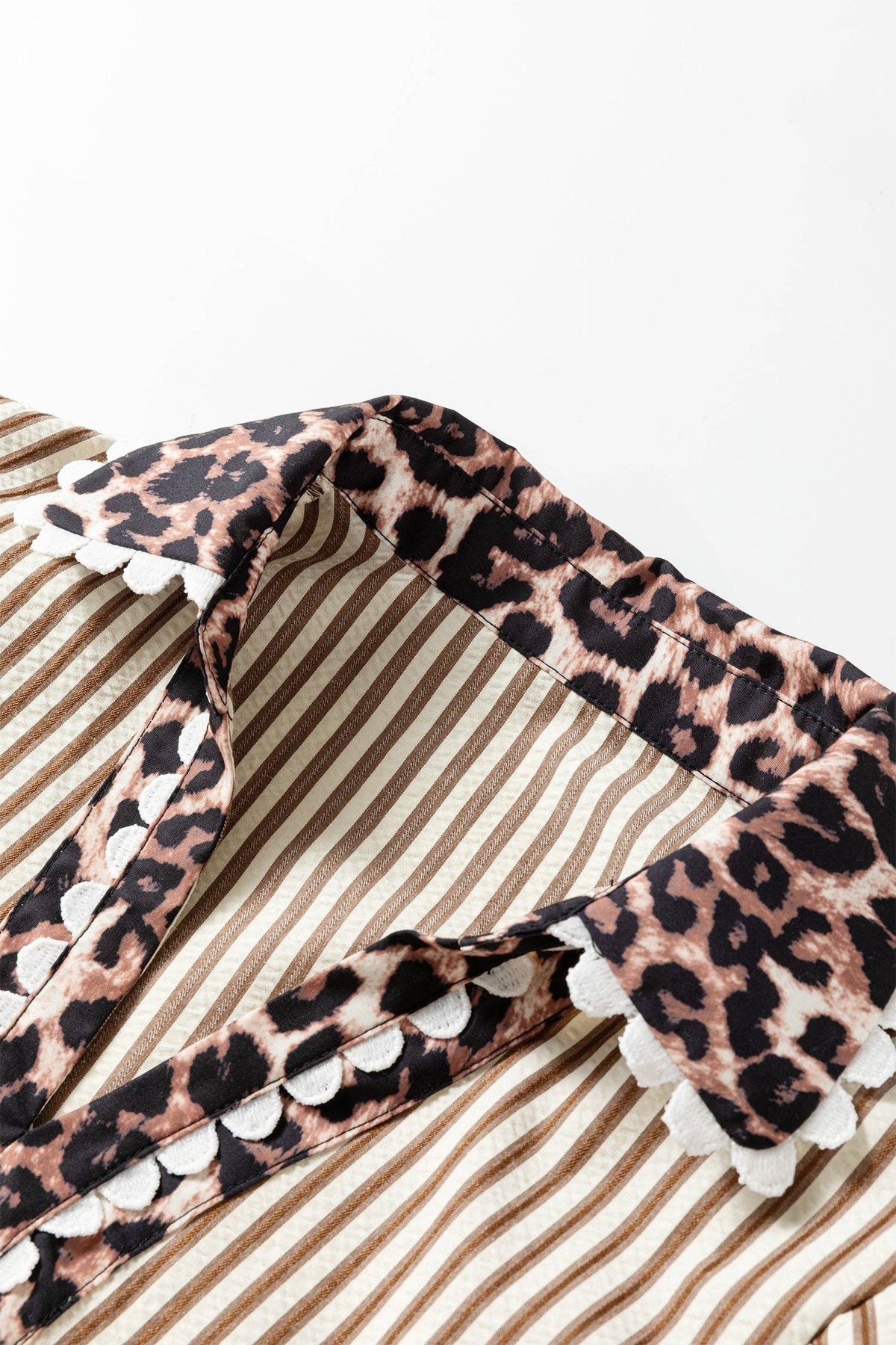 Leopard Patchwork Collared Blouse