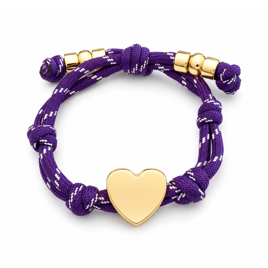Ellison+Young Game Day Rope Bracelet with Gold Heart Charm
