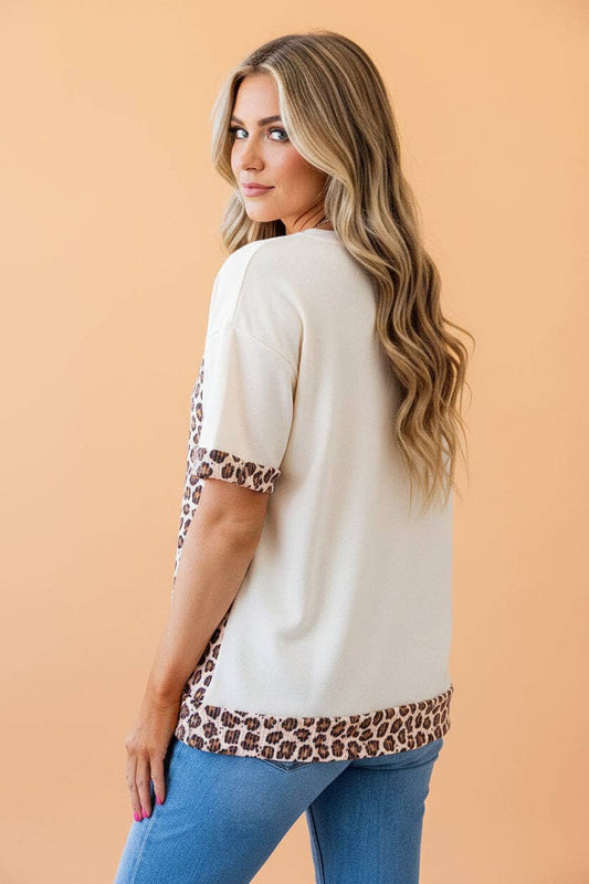 Leopard Ribbed Uneven-Hem Tee