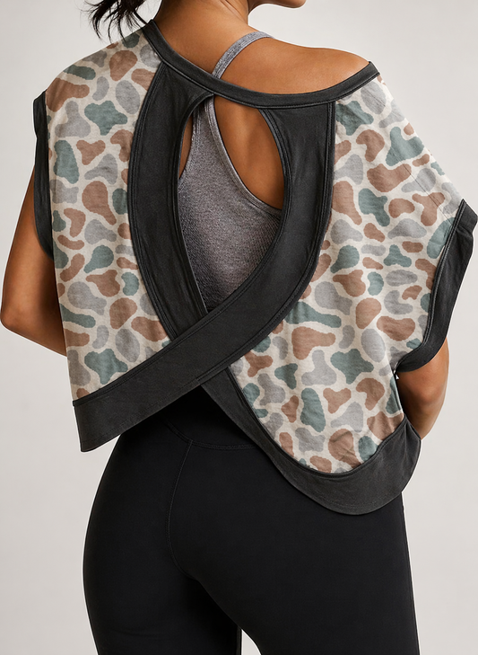 Camo Cross-Back Top