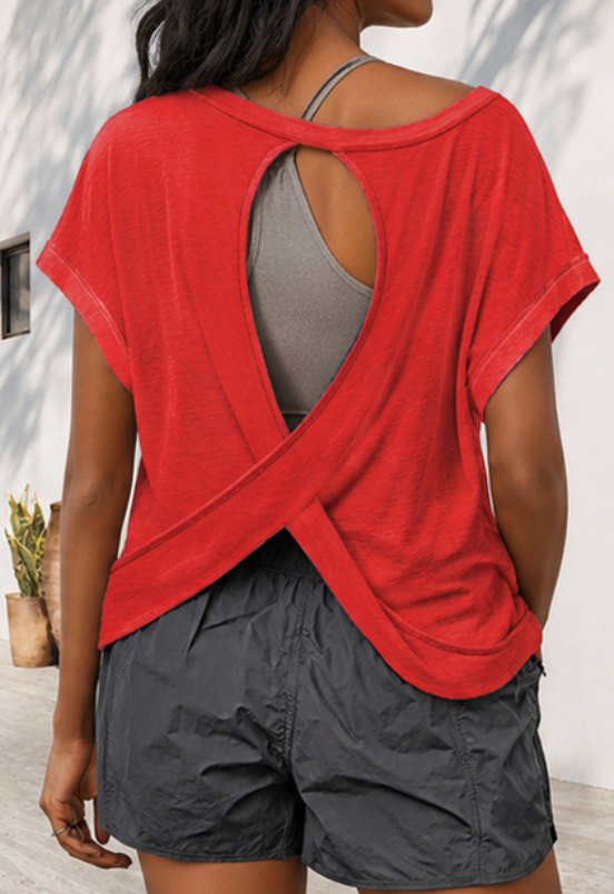Red Cross-Back Shirt