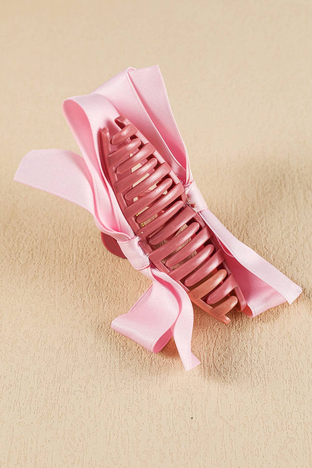 Pink Satin Bow Hair Claw Clip