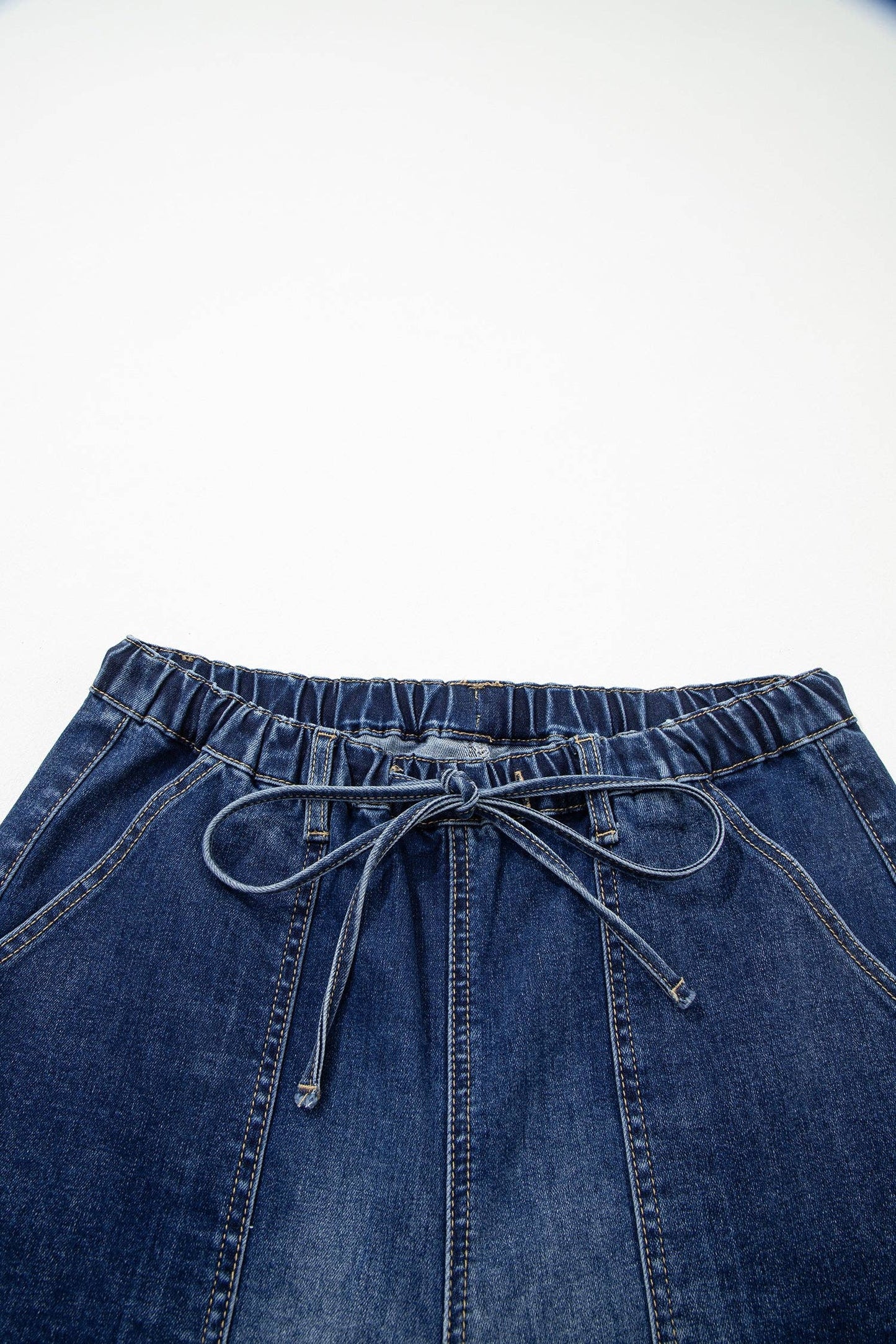 Raw-Hem Wide-Leg Denim Pants
