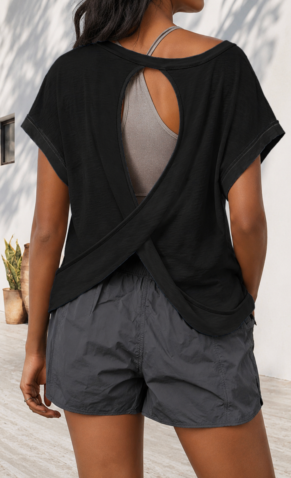 Black Cross-Back Shirt