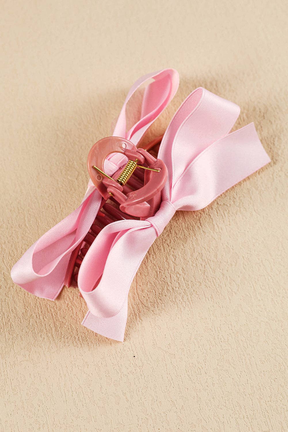 Pink Satin Bow Hair Claw Clip