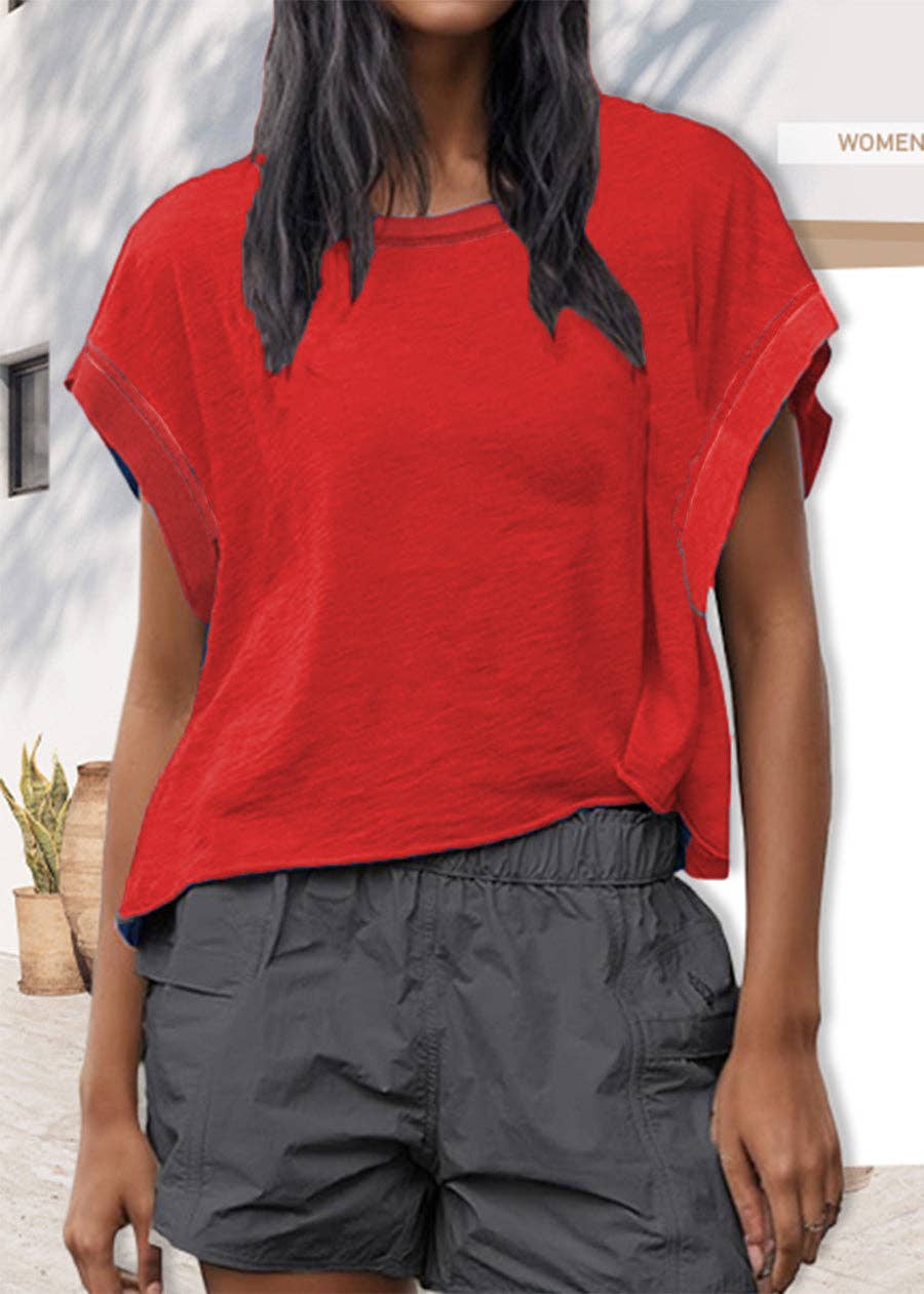 Red Cross-Back Shirt