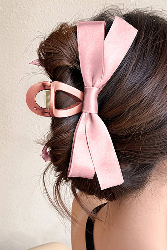 Pink Satin Bow Hair Claw Clip