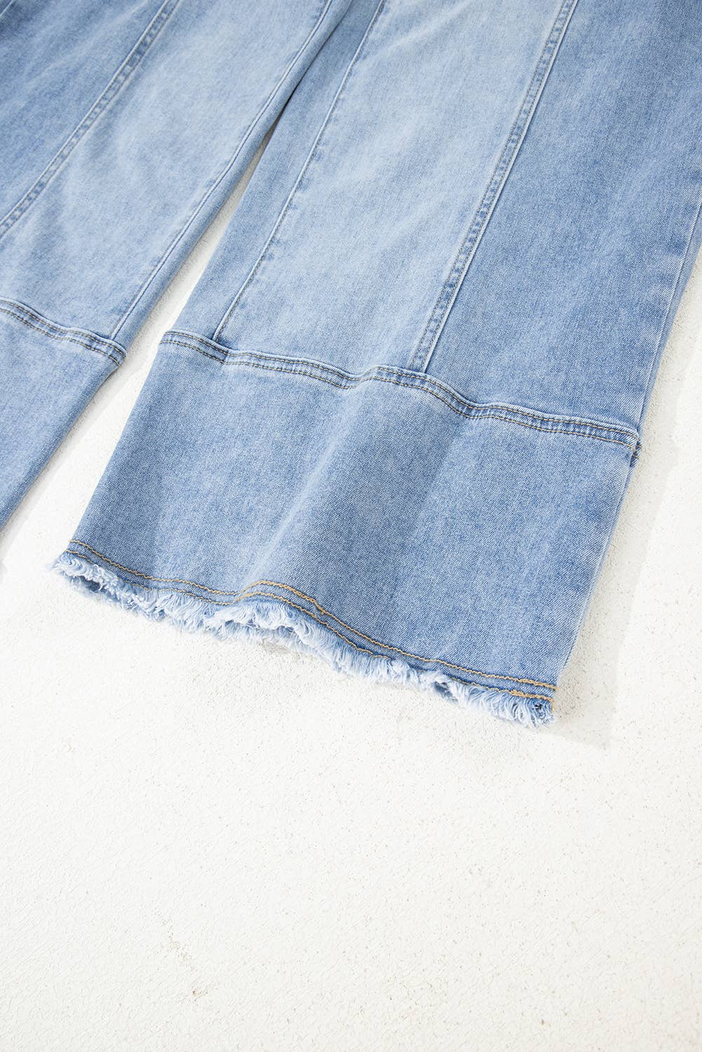 Drawstring Raw-Hem Wide-Leg Jeans