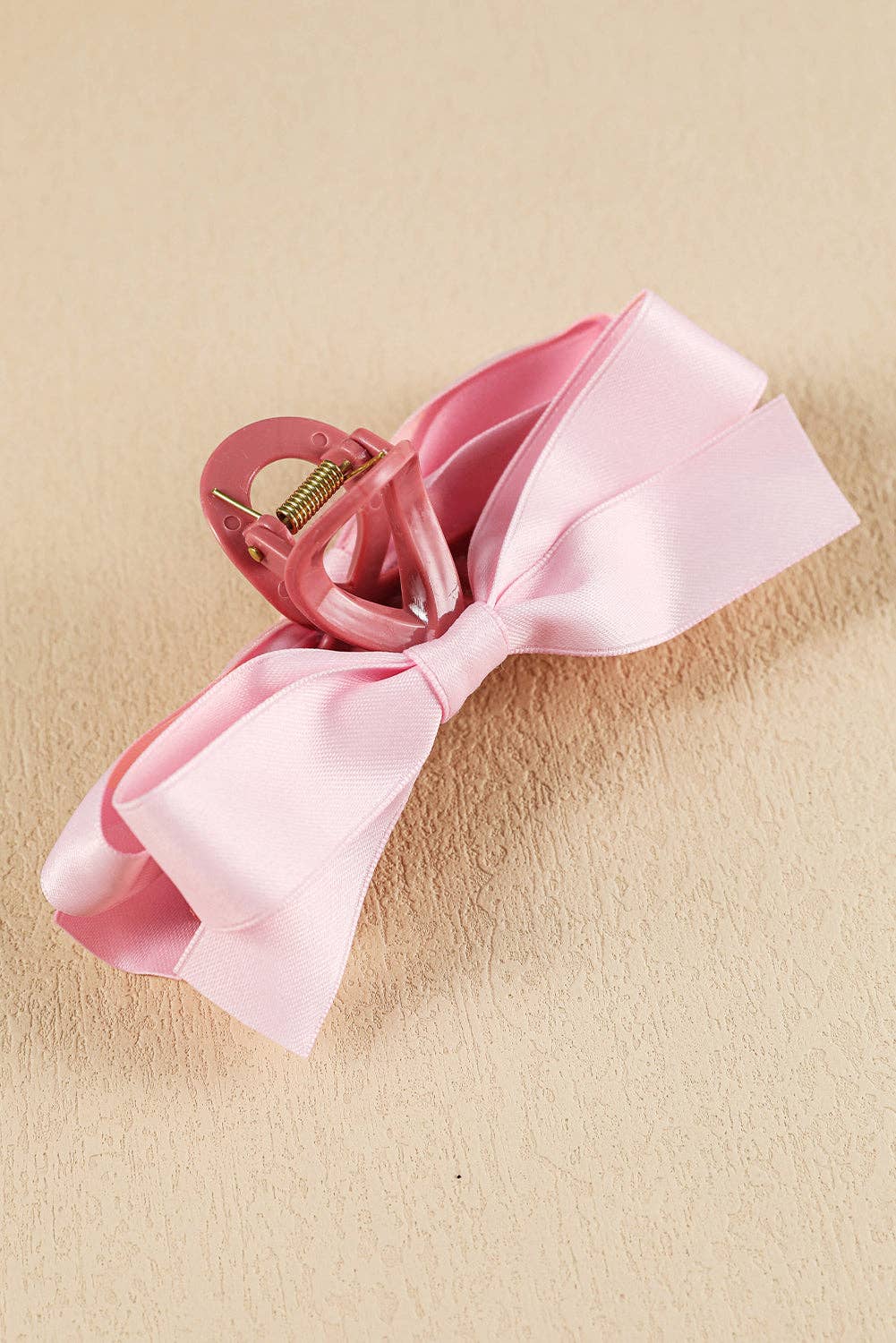 Pink Satin Bow Hair Claw Clip