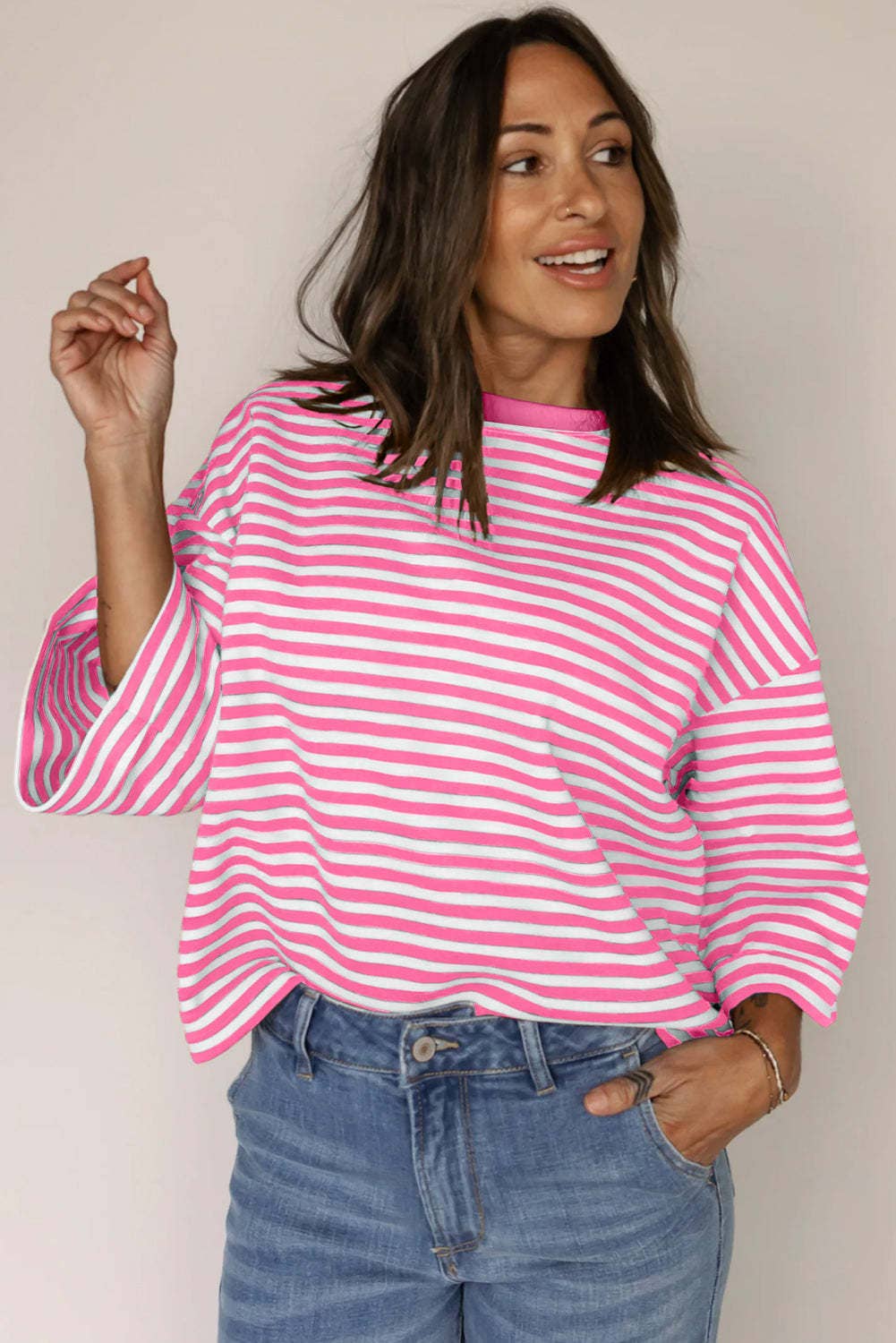 Green Striped Knit Bow-Back Top